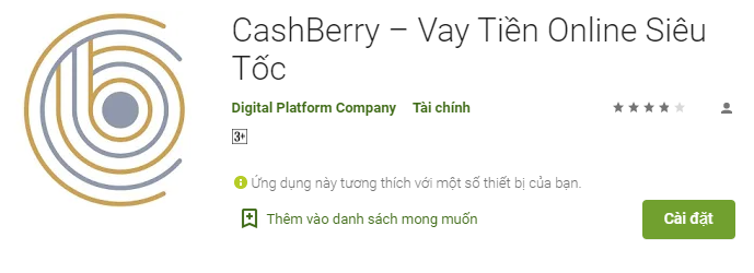 CashBerry – Vay tiền online đơn giản qua ứng dụng, biết kết quả nhanh chóng